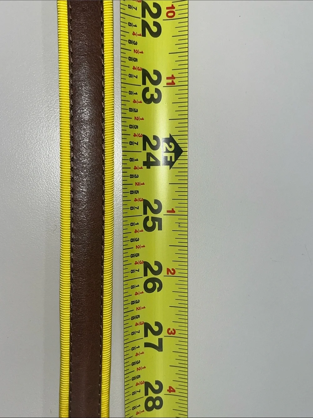 Linea Pelle Brown Leather & Yellow Nylon Belt Size Small